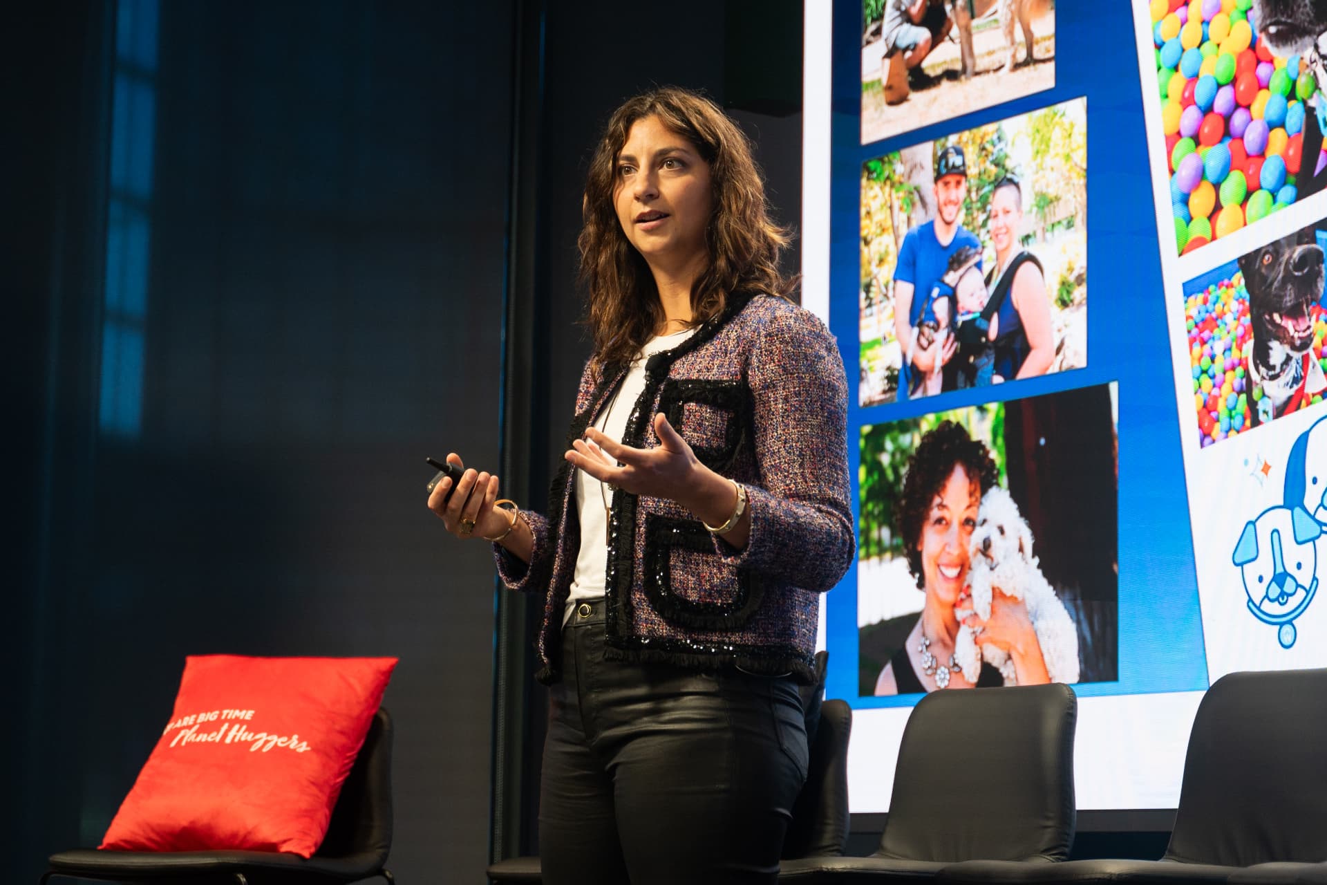 Speaker presenting a slide of Best Pet Workplaces stories
