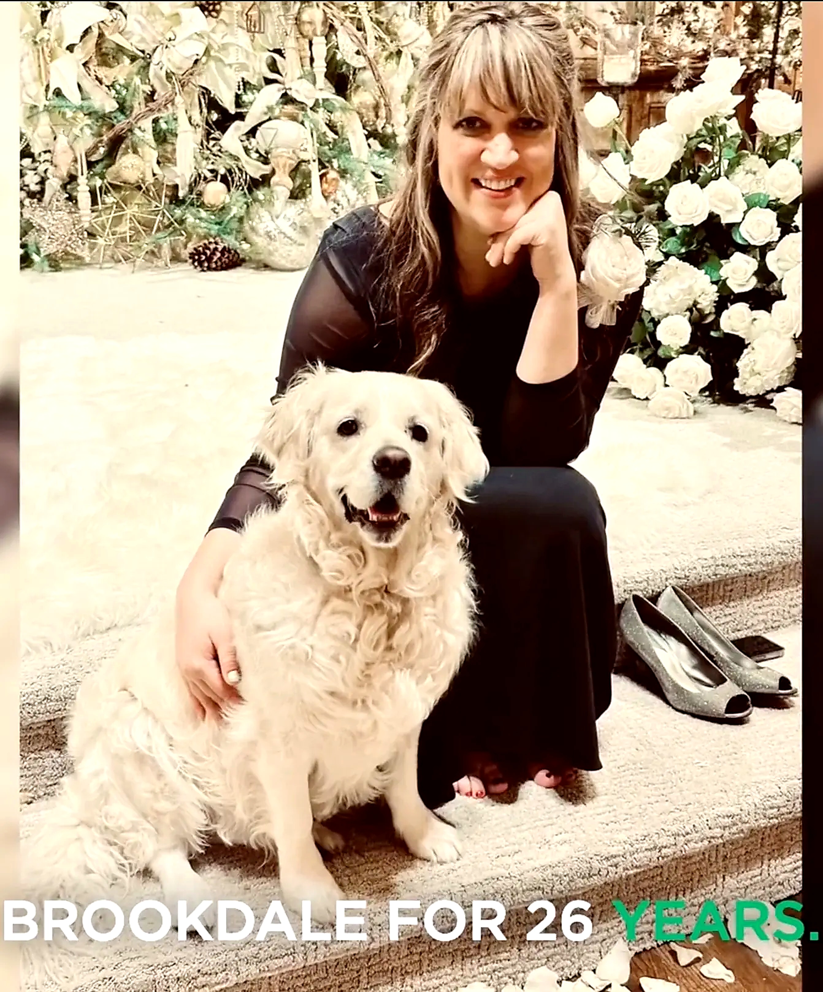 Brookdale Senior Living employee of 26 years with her golden retriever